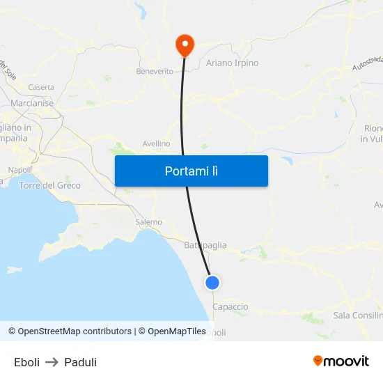Eboli to Paduli map
