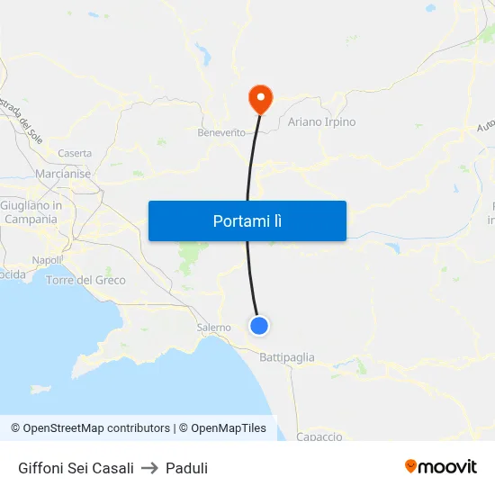Giffoni Sei Casali to Paduli map