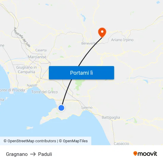 Gragnano to Paduli map