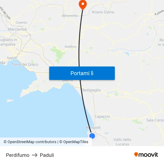 Perdifumo to Paduli map