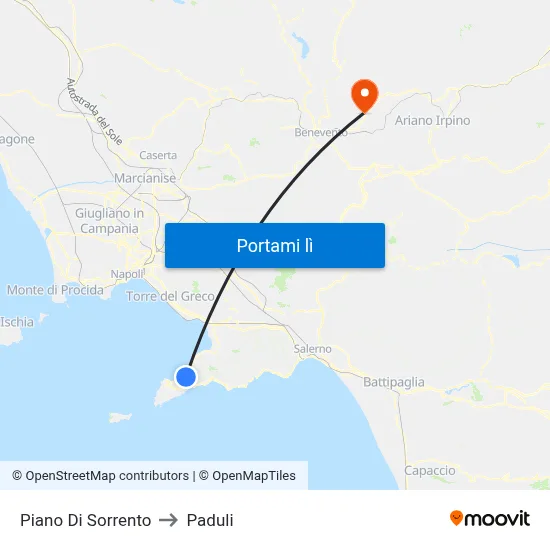 Piano Di Sorrento to Paduli map