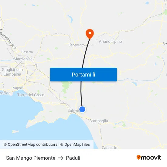 San Mango Piemonte to Paduli map