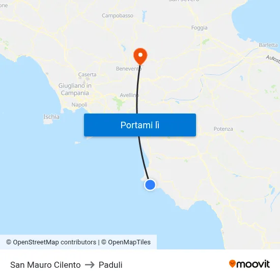 San Mauro Cilento to Paduli map