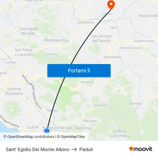 Sant' Egidio Del Monte Albino to Paduli map