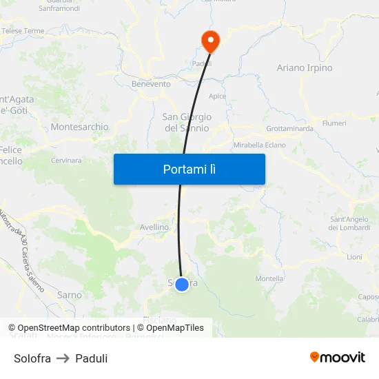 Solofra to Paduli map
