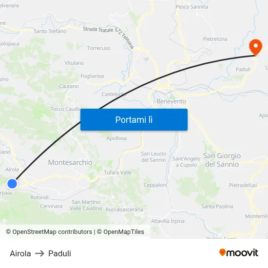Airola to Paduli map