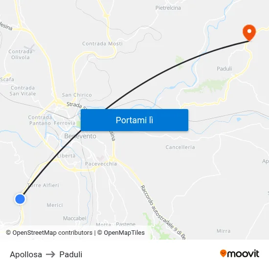 Apollosa to Paduli map