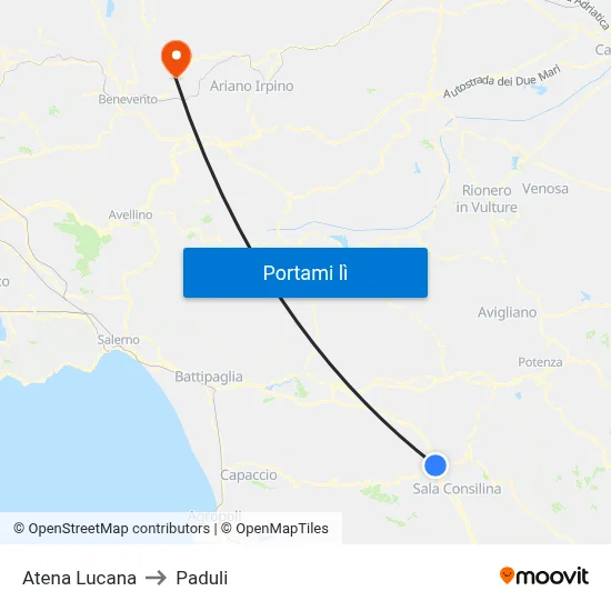 Atena Lucana to Paduli map