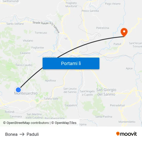 Bonea to Paduli map