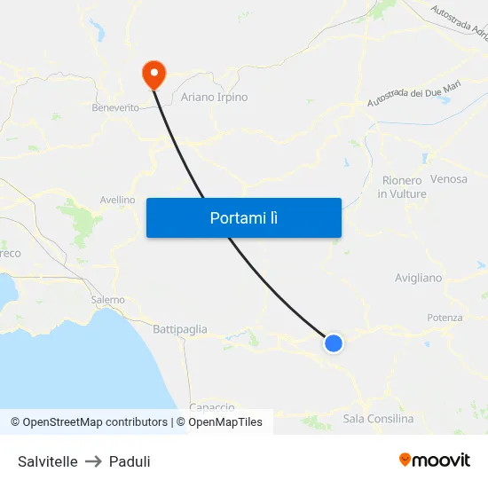 Salvitelle to Paduli map