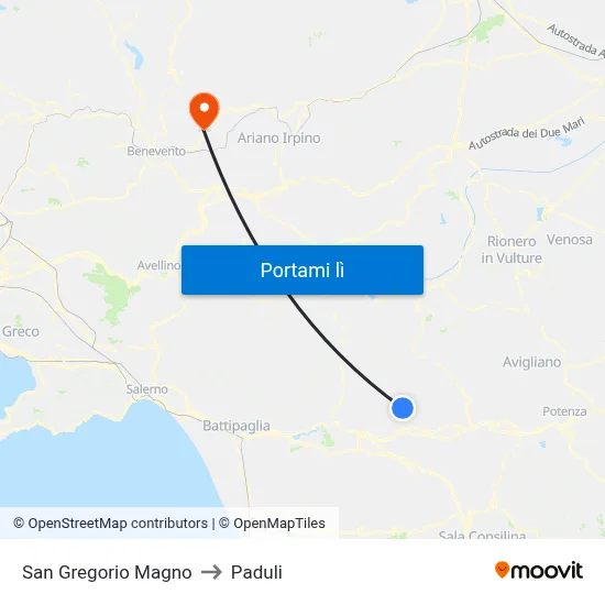 San Gregorio Magno to Paduli map