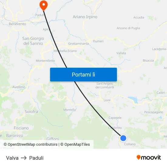 Valva to Paduli map