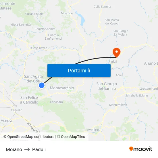Moiano to Paduli map