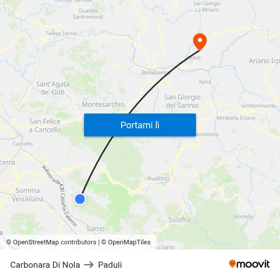 Carbonara Di Nola to Paduli map