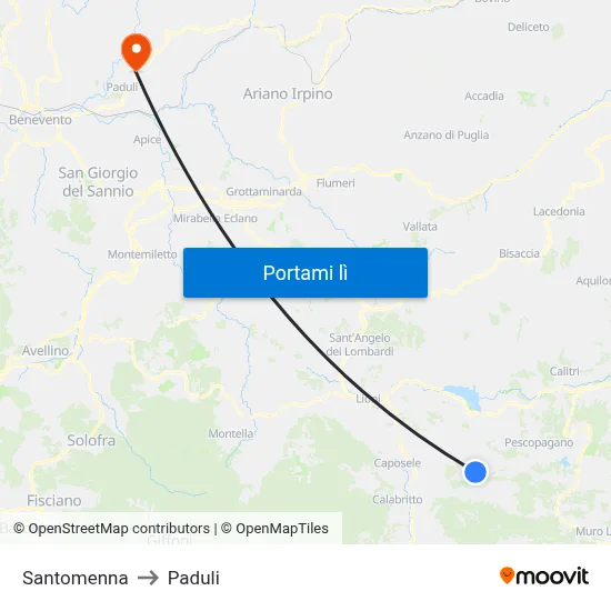 Santomenna to Paduli map