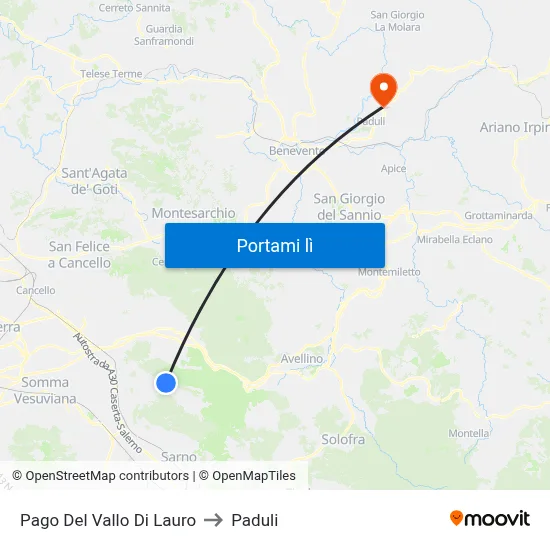 Pago Del Vallo Di Lauro to Paduli map