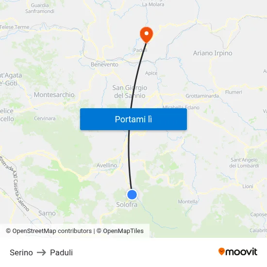 Serino to Paduli map