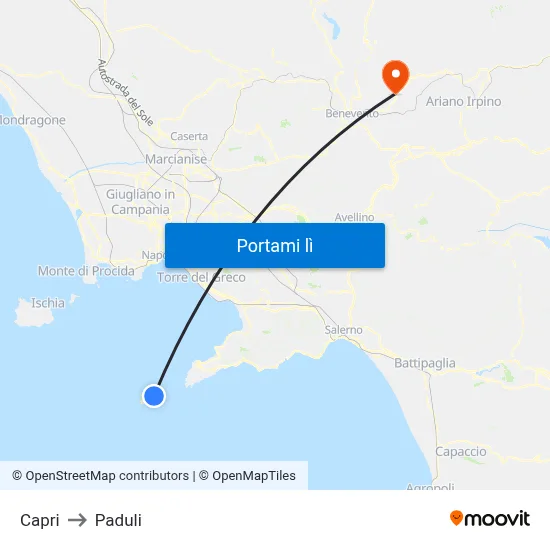 Capri to Paduli map