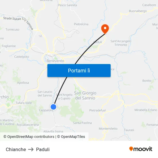 Chianche to Paduli map