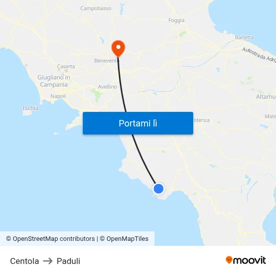 Centola to Paduli map