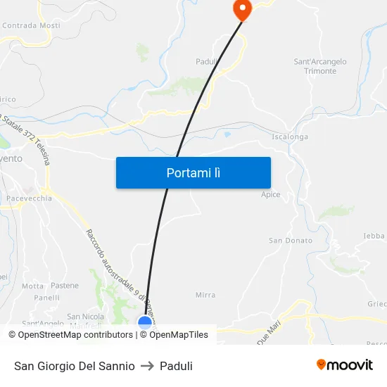 San Giorgio Del Sannio to Paduli map