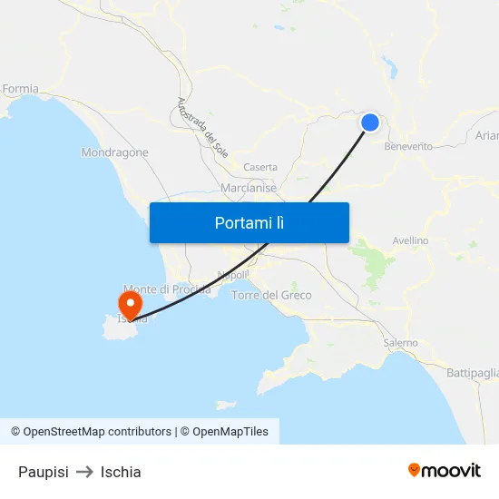 Paupisi to Ischia map