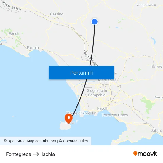 Fontegreca to Ischia map