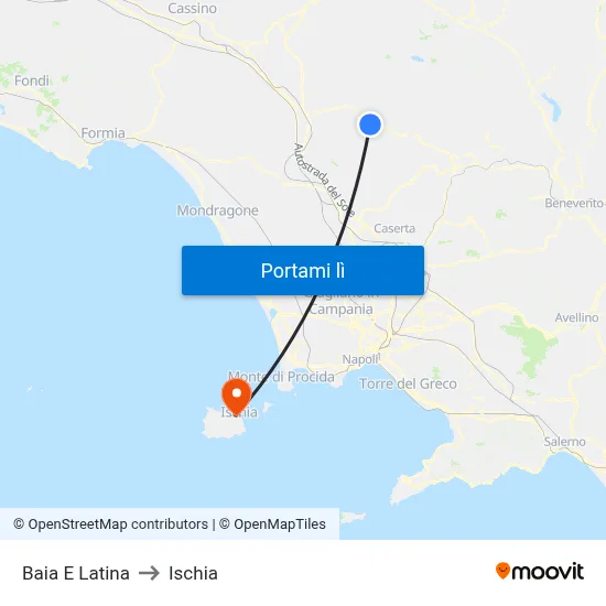 Baia E Latina to Ischia map