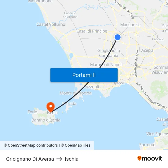 Gricignano Di Aversa to Ischia map