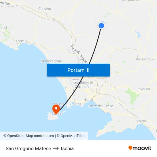 San Gregorio Matese to Ischia map