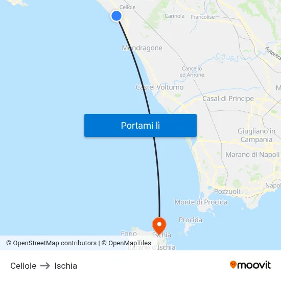 Cellole to Ischia map