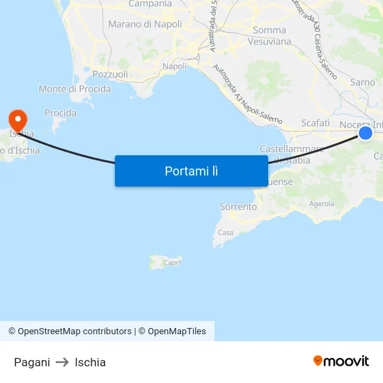 Pagani to Ischia map