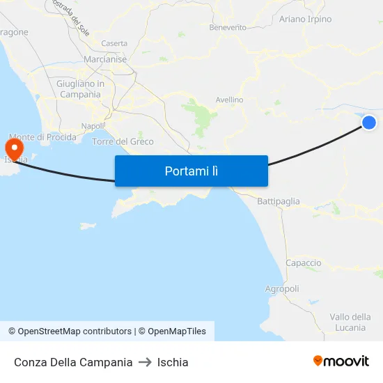 Conza Della Campania to Ischia map