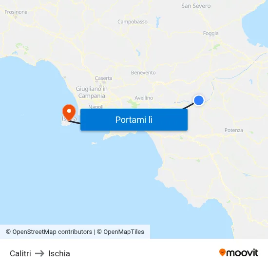 Calitri to Ischia map