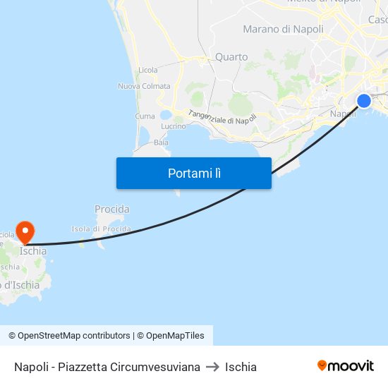 Napoli - Piazzetta Circumvesuviana to Ischia map