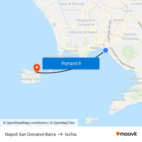 Napoli San Giovanni-Barra to Ischia map