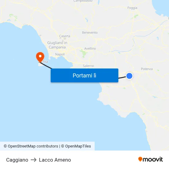 Caggiano to Lacco Ameno map