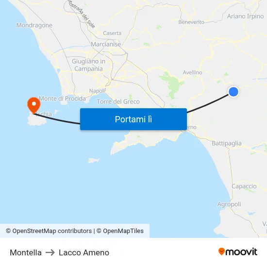 Montella to Lacco Ameno map