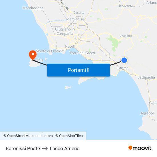 Baronissi Poste to Lacco Ameno map
