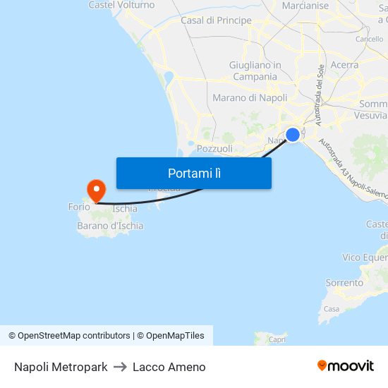 Napoli Metropark to Lacco Ameno map