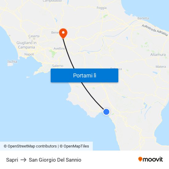 Sapri to San Giorgio Del Sannio map