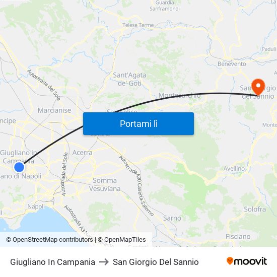 Giugliano In Campania to San Giorgio Del Sannio map