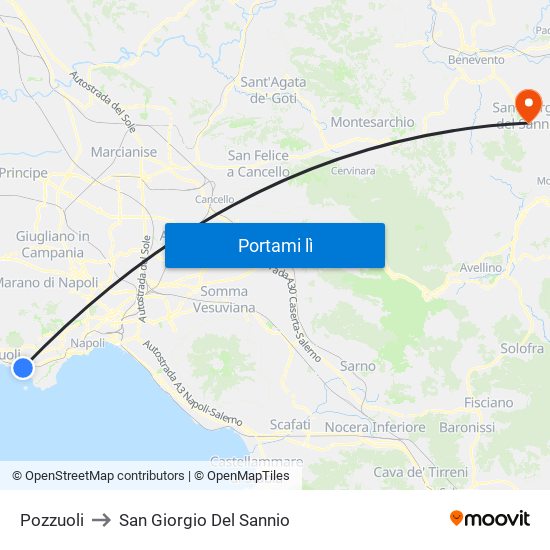 Pozzuoli to San Giorgio Del Sannio map