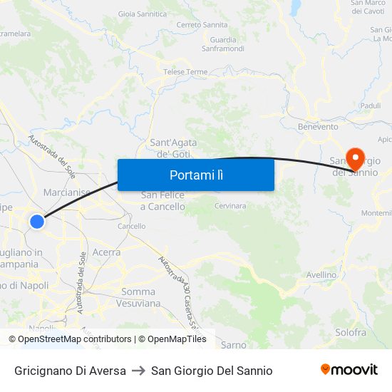 Gricignano Di Aversa to San Giorgio Del Sannio map
