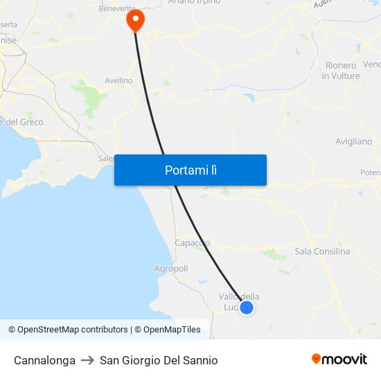 Cannalonga to San Giorgio Del Sannio map