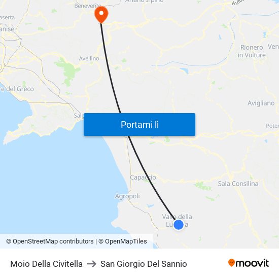 Moio Della Civitella to San Giorgio Del Sannio map
