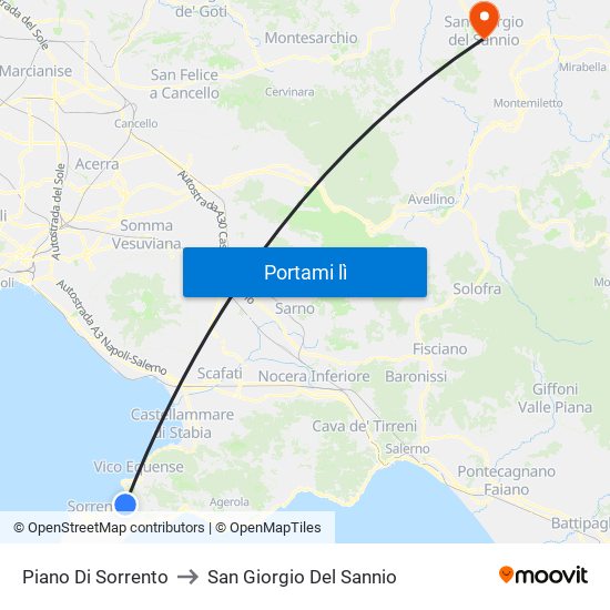 Piano Di Sorrento to San Giorgio Del Sannio map