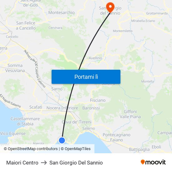 Maiori Centro to San Giorgio Del Sannio map