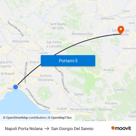 Napoli Porta Nolana to San Giorgio Del Sannio map