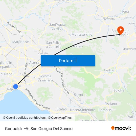Garibaldi to San Giorgio Del Sannio map